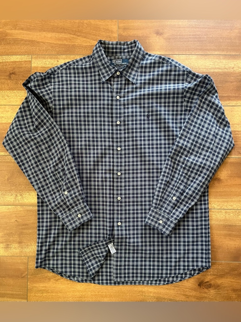 Ralph Lauren Navy and White Checked Lowell Sport Button-Down Shirt